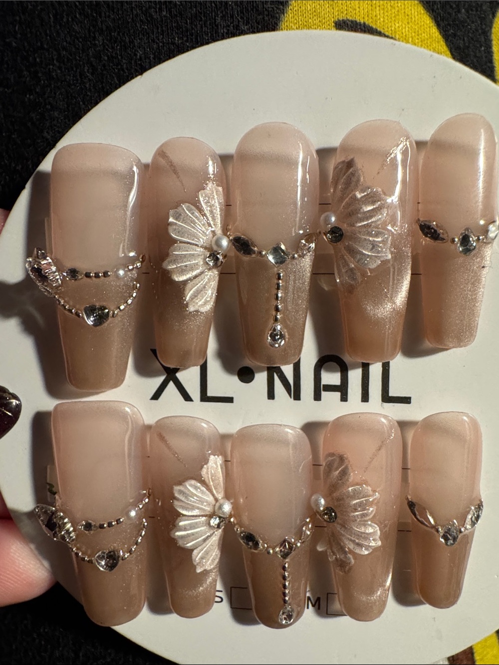 Blush Pink 3D Floral Press-On Nail Set